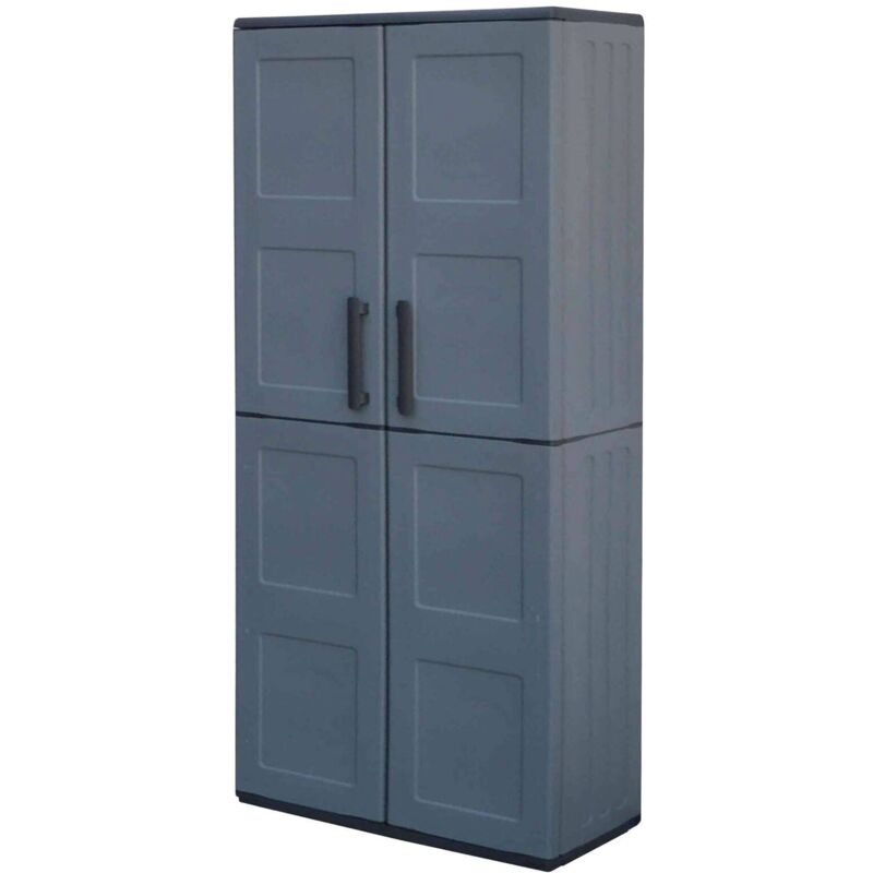 Dmora – Armoire de jardin en polypropylène 68x37x163 cm – 2 portes et étagères réglables – Résistante aux intempéries et UV – Made in Italy