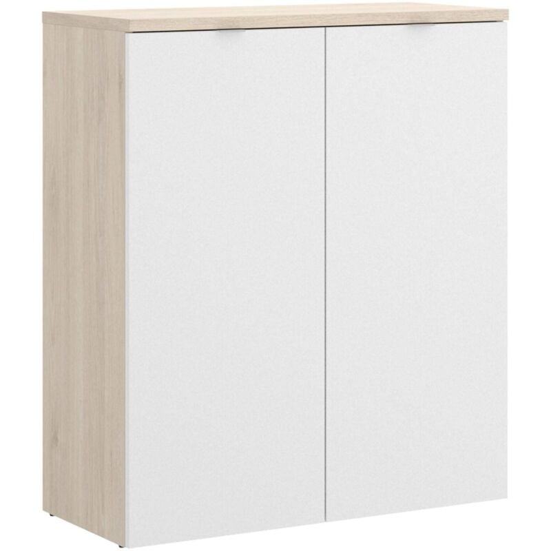 Dmora - Armoire polyvalente Gaviola, Armoire multifonctionnelle basse, Armoire à 2 portes, 79x40h96 cm, Blanc et Chêne