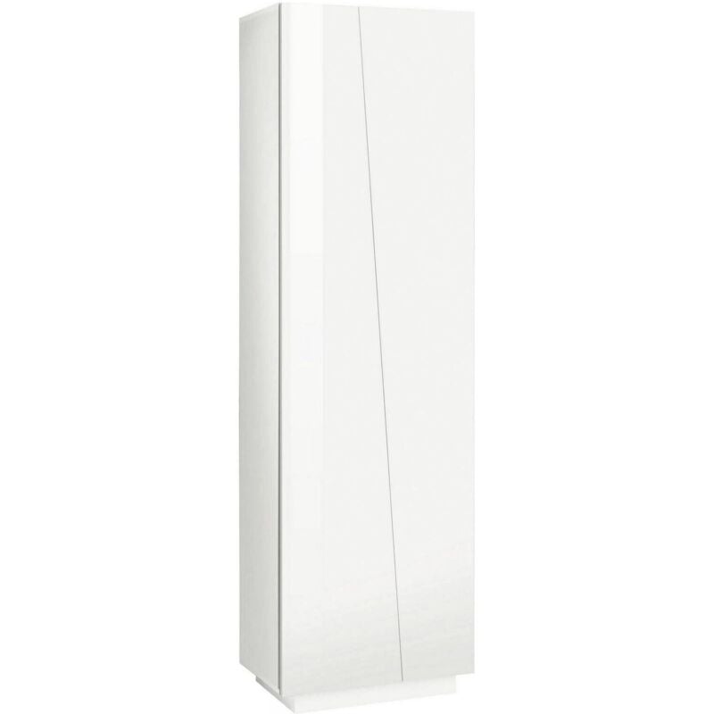 Dmora - Armoire polyvalente, Made in Italy, Mobilier moderne, Étagère à chaussures avec 2 portes et 5 étagères, 60x38h200 cm, couleur blanc brillant
