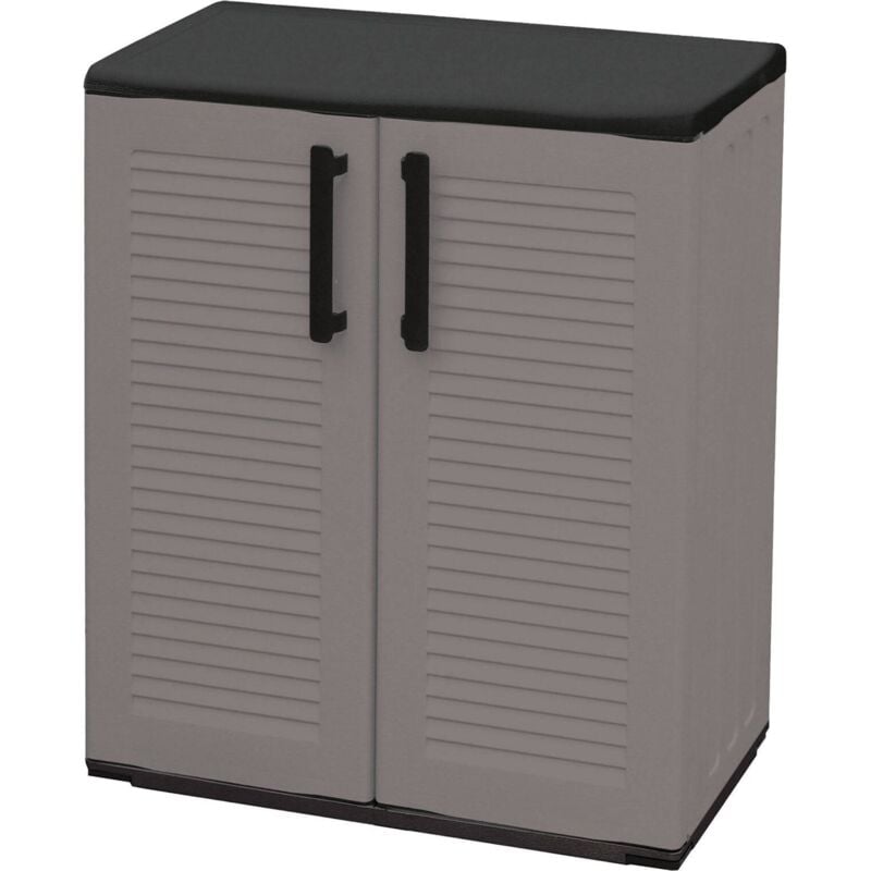 Armoire polyvalente multi-usines ou interne, armoire basse avec 2 portes et 1 étagère en polypropylène, 100% Made in Italy, 68x37h84 cm, couleur