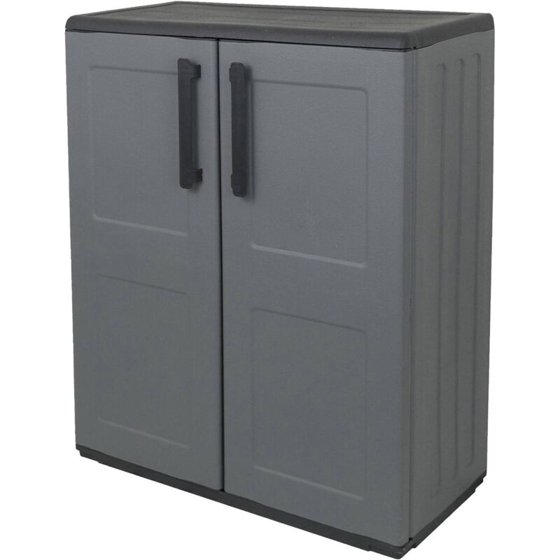 Dmora - Cabinet multi-usage ou interne, armoire basse avec 2 portes et 1 étagère en polypropylène, 100% Made in Italy, 68x37h84 cm, couleur grise