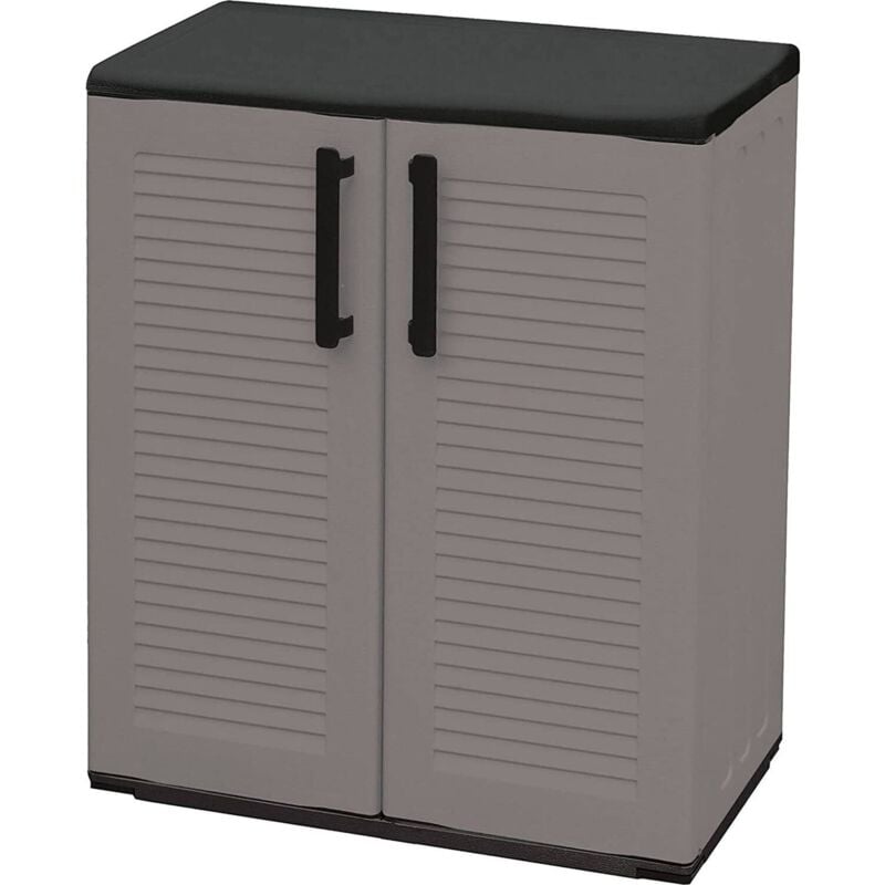 Dmora Armoire polyvalente multi-usines ou interne, armoire basse avec 2 portes et 3 niveaux en polypropylène, 100% Made in Italy, 68x37h84 cm,