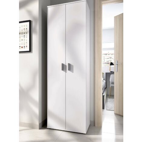 Dmora - Armoire polyvalente Suretta, Meuble de rangement multifonction, Armoire à 2 portes, 61x35h190 cm, Blanc
