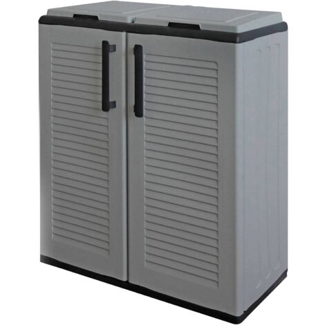 Dmora Armoire pour extérieur ou intérieur, porte mobile 2 sacs à 2 portes pour une collection séparée, 100% Made in Italy, cm 68x37h84, couleur grise