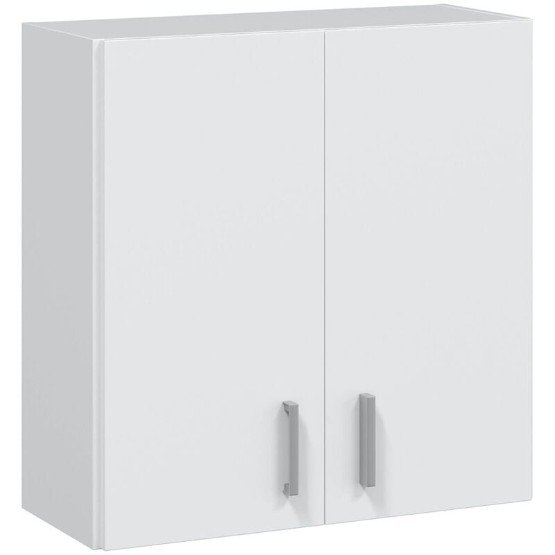 Dmora - Armoire murale Detroit, Armoire auxiliaire à 2 portes, Armoire polyvalente pour salle de bain ou buanderie, cm 59x27h60, Blanc, avec