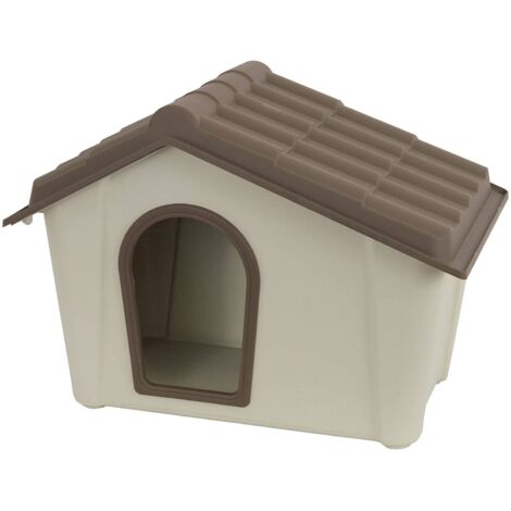 Dmora Außen oder Innenraumpolypropylen Kennel, Hundehäuschen oder Katzen, 100% Made in Italy, 58x40h42 cm, beige Farbe