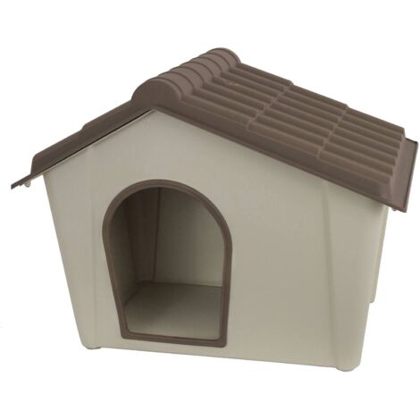Dmora Außen oder Innenraumpolypropylen Kennel, Hundehäuschen oder Katzen, 100% Made in Italy, 98x78h75 cm, beige Farbe