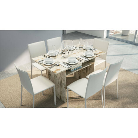 Dmora Ausziehbare BÃ¼cherkonsole, platzsparend, 100% Made in Italy, Moderner wiederverschlieÃŸbarer Tisch, 120x35 / 70x75 cm, Vintage Farbe, mit verstärkter Verpackung