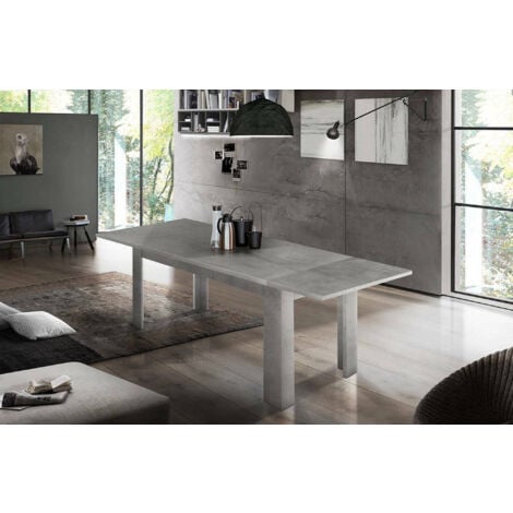 Dmora Ausziehbarer Esstisch, Made in Italy, Moderner Tisch mit Verlängerungen, Ausziehbare Konsole, 140 / 190x90h75 cm, Farbe Aschgrau