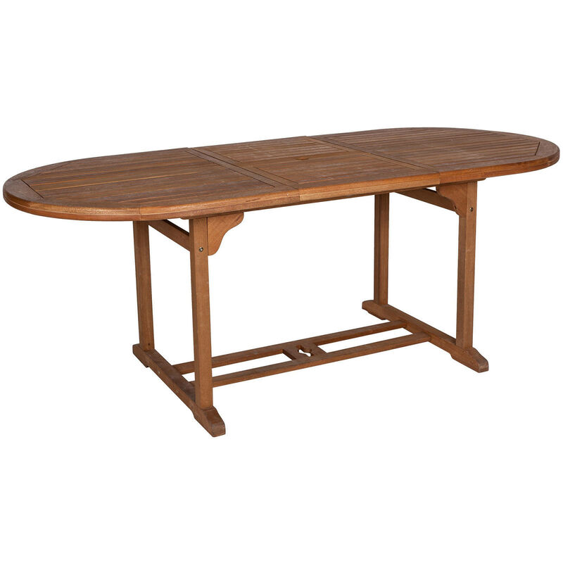 Dmora - Ausziehbarer ovaler Holztisch, Ausziehbarer Gartentisch, Balkonkonsole, 90x150h74 cm, Braune Farbe