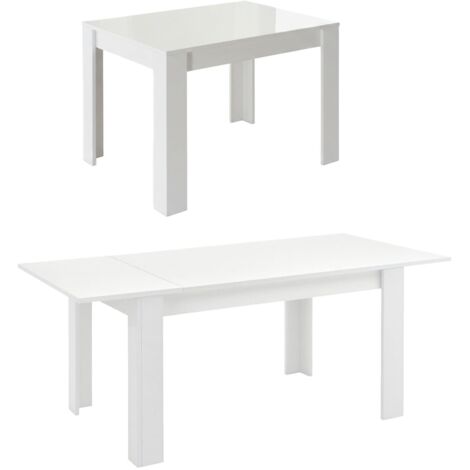 Dmora - Ausziehbarer Tisch Corbara, Küchenkonsole, Esstisch mit Verlängerung, Ausziehbares Küchenregal, Made in Italy, 137x90 h79 cm, Glänzendes Weiß