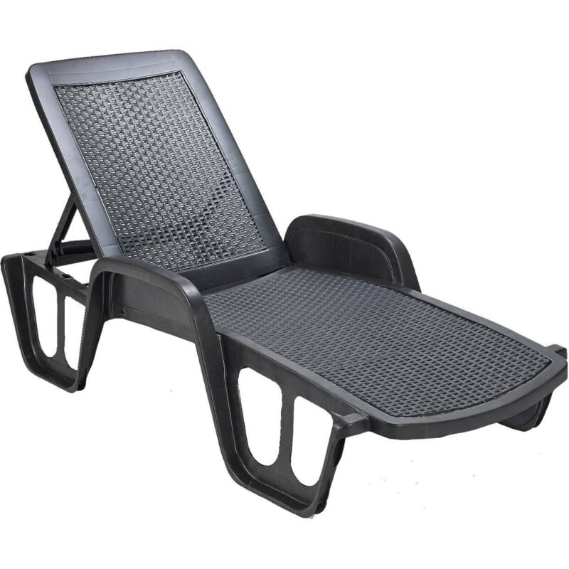 Bain de soleil d'extérieur, bain de soleil pliant, Empilable, Fabriqué en Italie, 192 x 71 x 45 cm, Couleur Anthracite - Dmora
