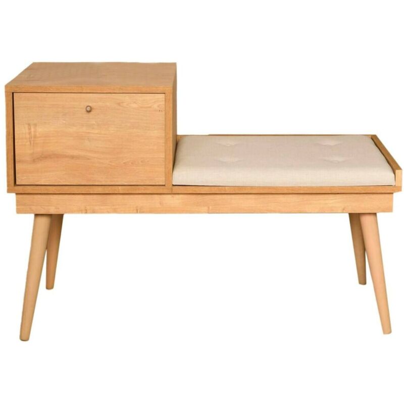 Banc Aeliana, Banc polyvalent, Sièges pour les invités, Coffre multifonctionnel, 40x105h45 cm, Chêne et Crème, avec emballage renforcé - Dmora