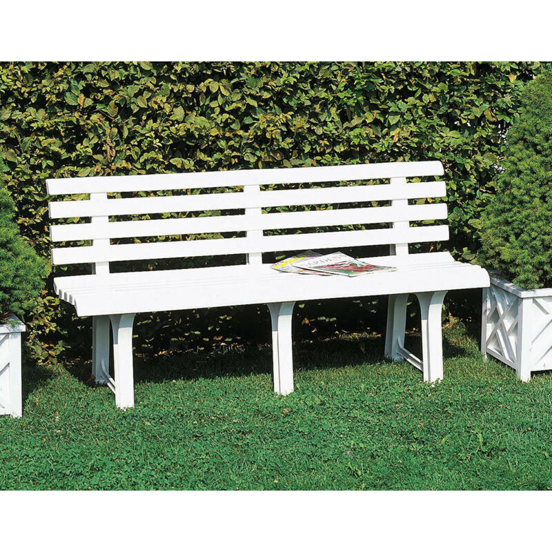 Banc d'extérieur Dluzard, Banc de jardin monobloc, Banc d'extérieur, 100% Made in Italy, 145x49h74 cm, Blanc - Dmora