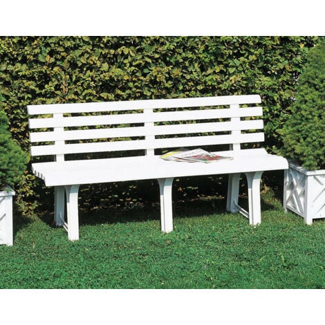 Dmora Banc d’extérieur Pomezia, Banc de jardin monobloc, Banc d'extérieur, 100% Made in Italy, Cm 145x49h74, Blanc