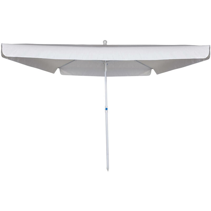 Parapluie avec mât central en acier inclinable, toile polyester blanche, Dimensions 200 x 250 x 200 cm - Dmora