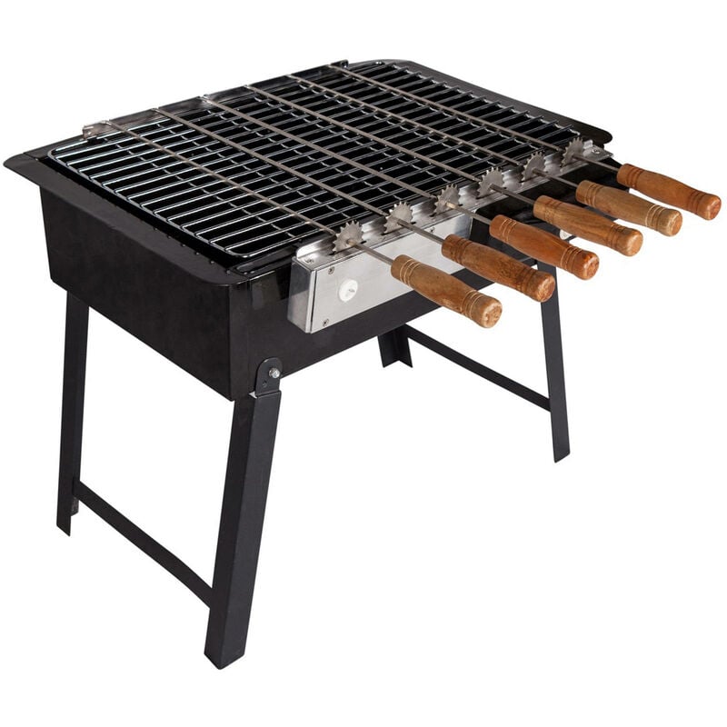 Barbecue à charbon, à piles, couleur noire,54 x 36 x h45 cm - Dmora