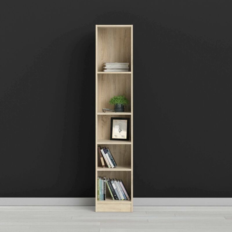 bibliotheque a cinq compartiments, couleur chene, 40 x 203 27 cm - dmora