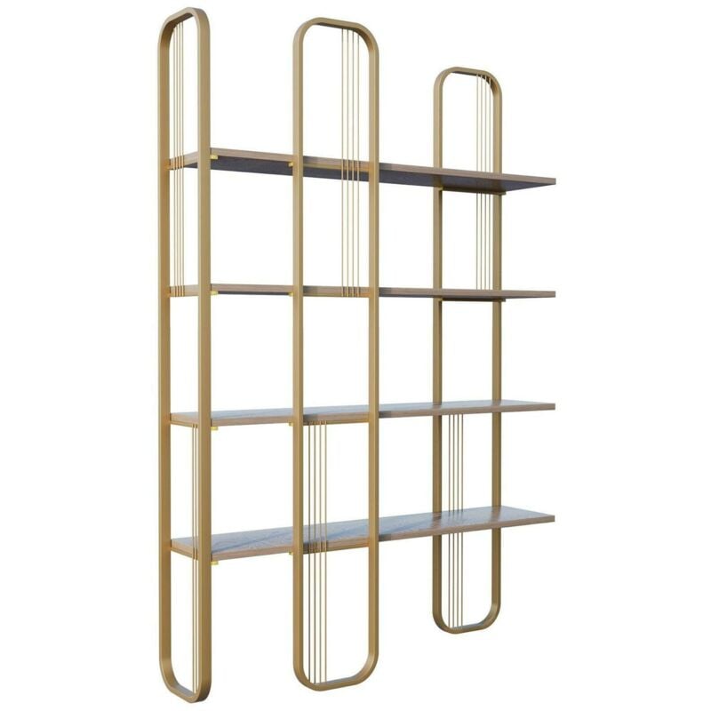 Dmora - Bibliothèque Dbourabi, Etagère de bureau, Porte-livre mobile, Librairie, 125x28h180 cm, Jaune