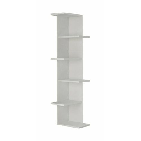 Dmora - Bibliothèque Fafnir, Etagère de bureau, Porte-livre mobile, Librairie, 37x24h141 cm, Blanc, avec emballage renforcé