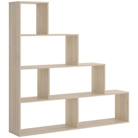 Dmora Bibliothèque Vancouver, Bibliothèque double face avec 6 étagères, Étagère de séparation avec compartiments de bureau, cm 145x29h145, Chêne, avec emballage renforcé