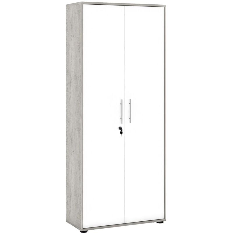 Dmora - Bibliothèque avec 2 portes et 4 étagères avec serrure, étagère pour livres et documents, Bibliothèque de rangement de bureau, cm 79x34h188,