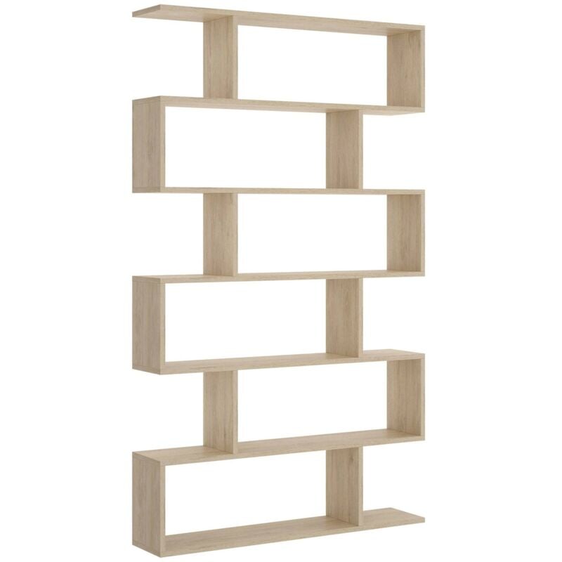 Dmora - Bibliothèque Misma, Étagère de bureau polyvalente, Bibliothèque avec 6 étagères, 80x25h190 cm, Chêne, avec emballage renforcé