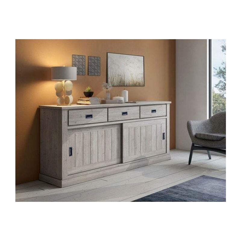 Buffet 2 portes, couleur marron, 220 x 95 x 50 cm, style vintage - Dmora