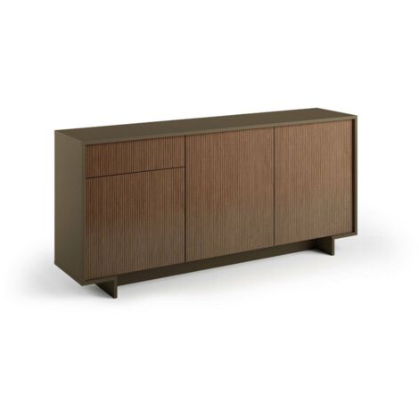 Dmora – Buffet Agrifoglio 170x42x78 cm – 3 portes et 1 tiroir – 100% Made in Italy – Mélaminé marron et noyer – Résistant aux chocs et rayures - 170x42h78