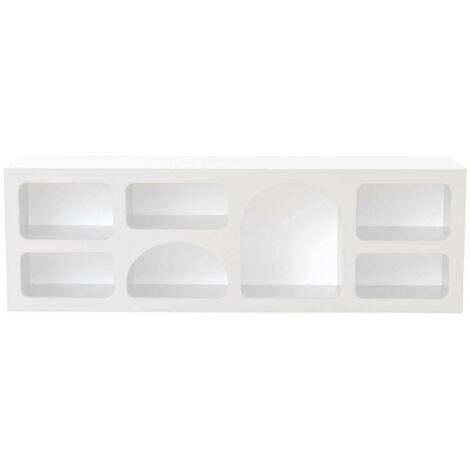Dmora - Buffet Bellatrix, Buffet du salon, Commode de salon, Garde-manger de cuisine, 160x38h51 cm, Blanc, avec emballage renforcé