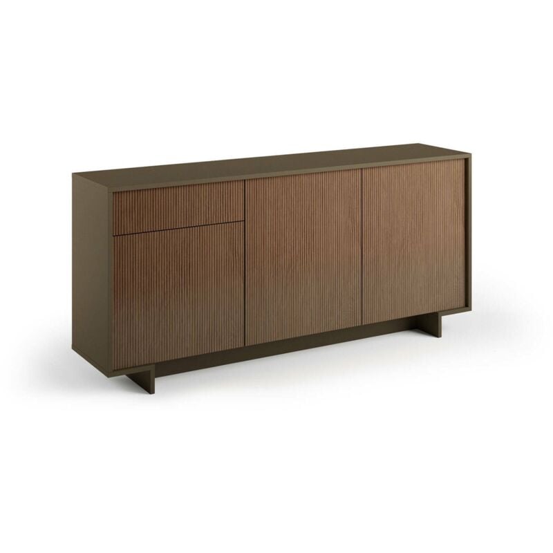 Buffet Davallon, Buffet de salon, Buffet de salon avec 3 portes et 1 tiroir, 100% Made in Italy, 170x42h78 cm, Marron et Noyer - Dmora