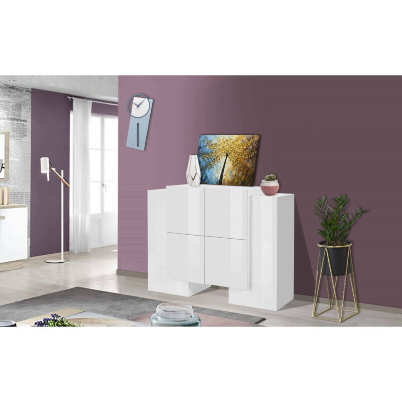 Dmora - Buffet de design moderne avec 6 portes battantes, Made in Italy, Buffet de cuisine, Buffet avec étagères de cuisine, cm 130x45h100, couleur
