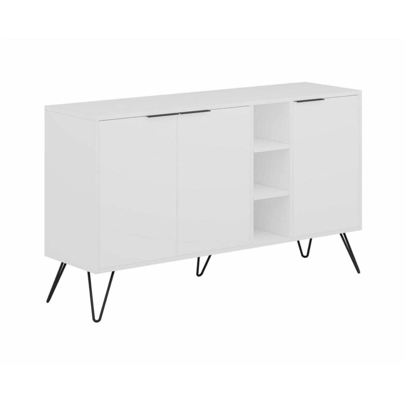 Buffet Dpenz, Buffet du salon, Commode de salon, Garde-manger de cuisine, 142x36h83 cm, Blanc - Dmora