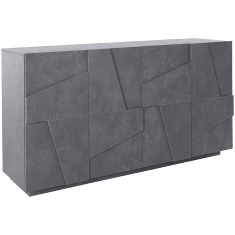 Dmora – Buffet moderne 4 portes gris cendré – Dimensions 162x44x86 cm – Matériau stratifié résistant aux chocs – Design contemporain - 162x44h86