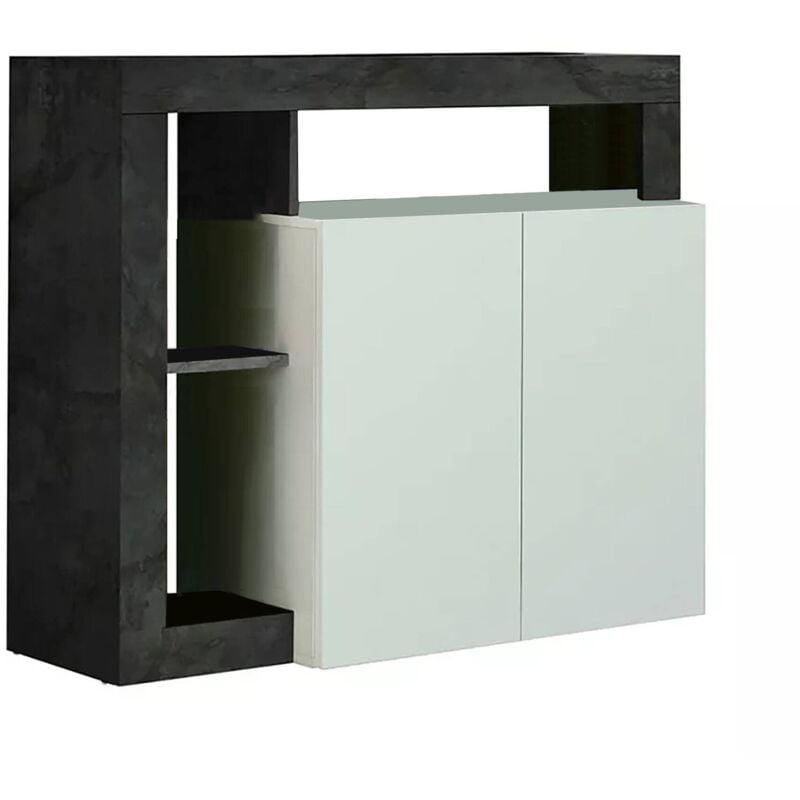 Buffet moderne avec 2 portes et étagères, Meuble tv de salon, Buffet de cuisine, Buffet Made in Italy, 108x42xh93 cm, Couleur Blanc et Oxyde - Dmora