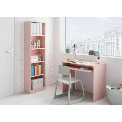 Dmora Bureau avec étagère amovible, couleur rose, Dimensions 79 x 90 x 54 cm, avec emballage renforcé