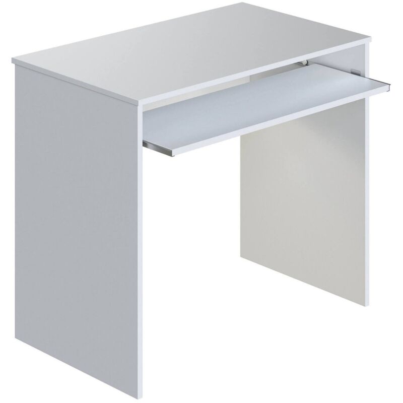 Dmora - Bureau Dayton, Bureau avec étagère, Table d'étude de support pc pour bureau ou chambre, Table de travail, cm 90x54h79, Blanc, avec emballage