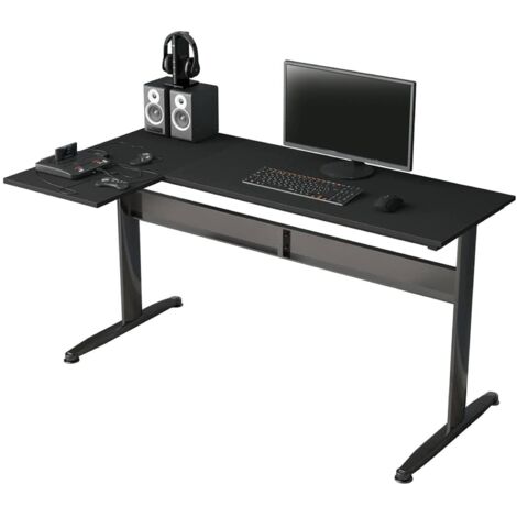 Dmora – Bureau d'angle noir 80x140 cm – Structure en stratifié et métal – Résistant aux chocs et rayures – Design moderne pour petits espaces - 80x140h75