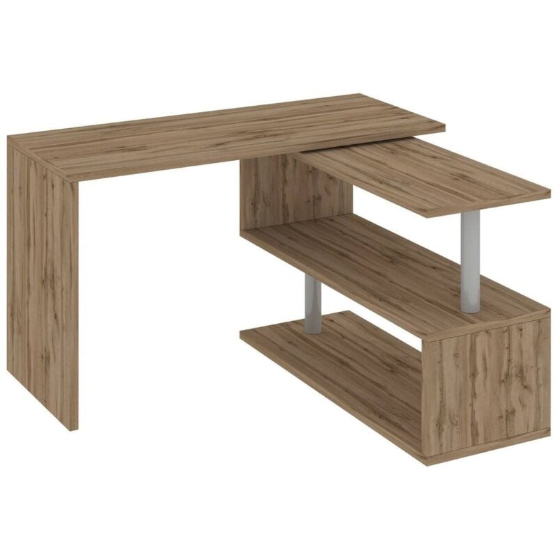 Dmora - Bureau Dascagn, Bureau d'angle support pc, Table de bureau polyvalente, Bureau gain de place multiposition, 100% Made in Italy, cm 120x50h75,