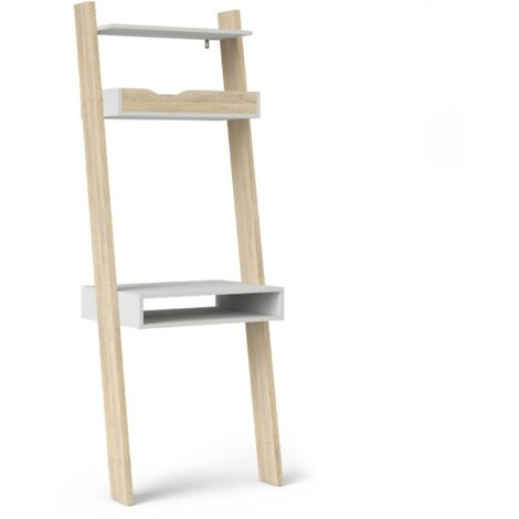 Dmora Bureau déco, coloris blanc et chêne, 65 x 180 x 48 cm