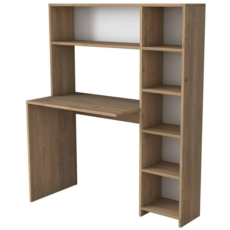 Dmora - Bureau Dghin, Pupitre polyvalent, Table de bureau pour pc, Plan de travail, 113x40h142 cm, Chêne