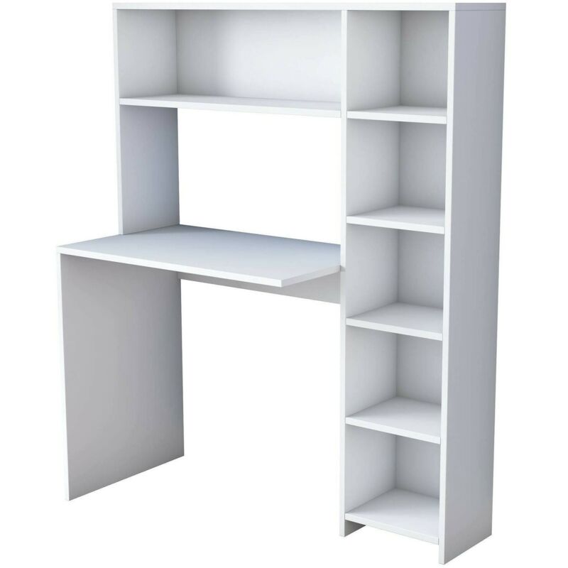 Dmora - Bureau Dghin, Pupitre polyvalent, Table de bureau pour pc, Plan de travail, 113x40h142 cm, Blanc