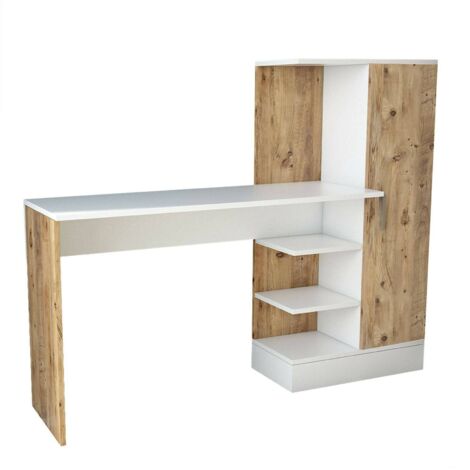 Dmora – Bureau droit 152x40x120 cm – Panneau mélaminé chêne et blanc – Design moderne pour petits espaces – Emballage renforcé - 152x40h120