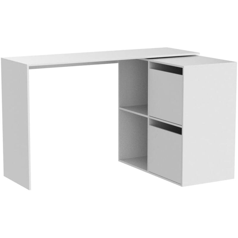 Dmora - Bureau Milwaukee, Bureau modulable avec étagère, Table d'étude ou de bureau multi-positions avec assemblage d'angle, cm 152x49h74, Blanc,