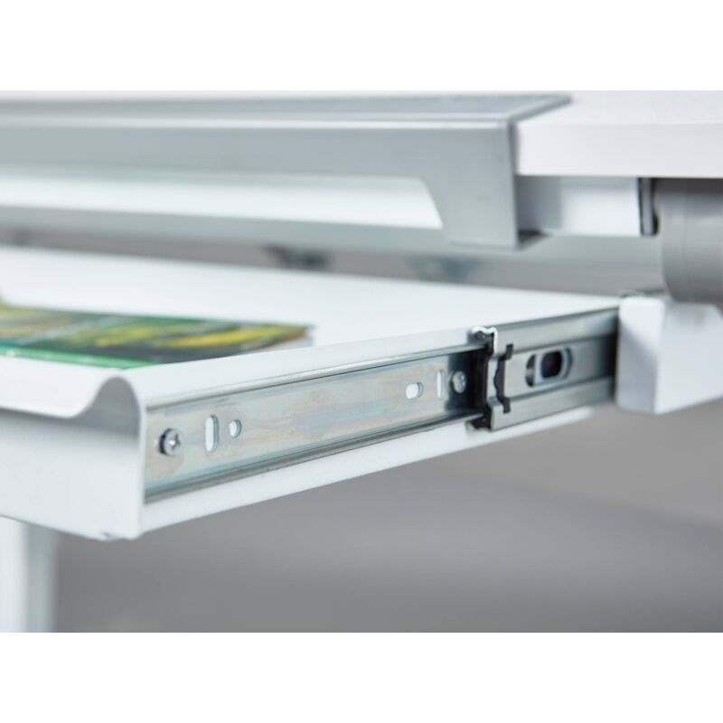 Dmora - Bureau réglable en hauteur avec étagère inclinable, en métal blanc, 110x68x55-78 cm, avec emballage renforcé