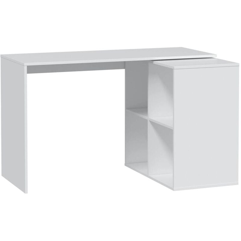 Dmora - Bureau Revere, Bureau d'angle, Table de bureau polyvalente, Bureau gain de place multi-positions, 152x49h74 cm, Blanc