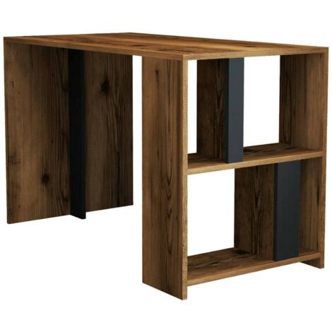 Dmora - Bureau Schedar, Pupitre polyvalent, Table de bureau pour PC, Plan de travail, 120x60h75 cm, Noyer et Anthracite, avec emballage renforcé