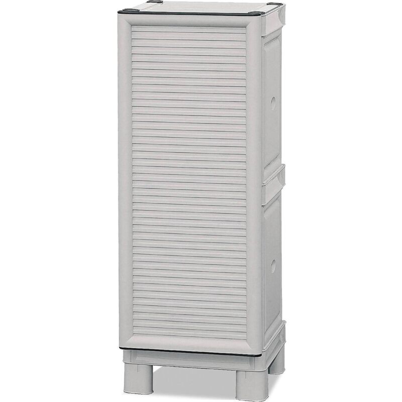 Armoire polyvalente multi-usine ou interne, une armoire basse à 1 porte et 1 étagère en polypropylène, 100% Made in Italy, 35x39h92 cm, couleur gris