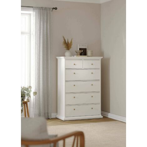 Dmora - Cajonera Colombe, Cómoda multiusos, Cómoda de dormitorio, Gabinete con cajones, 96x49 h139 cm, Blanco