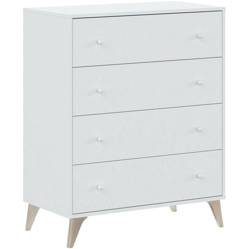 

Cómoda de cuatro cajones, color blanco, 78 x 95 x 40 cm. - Dmora